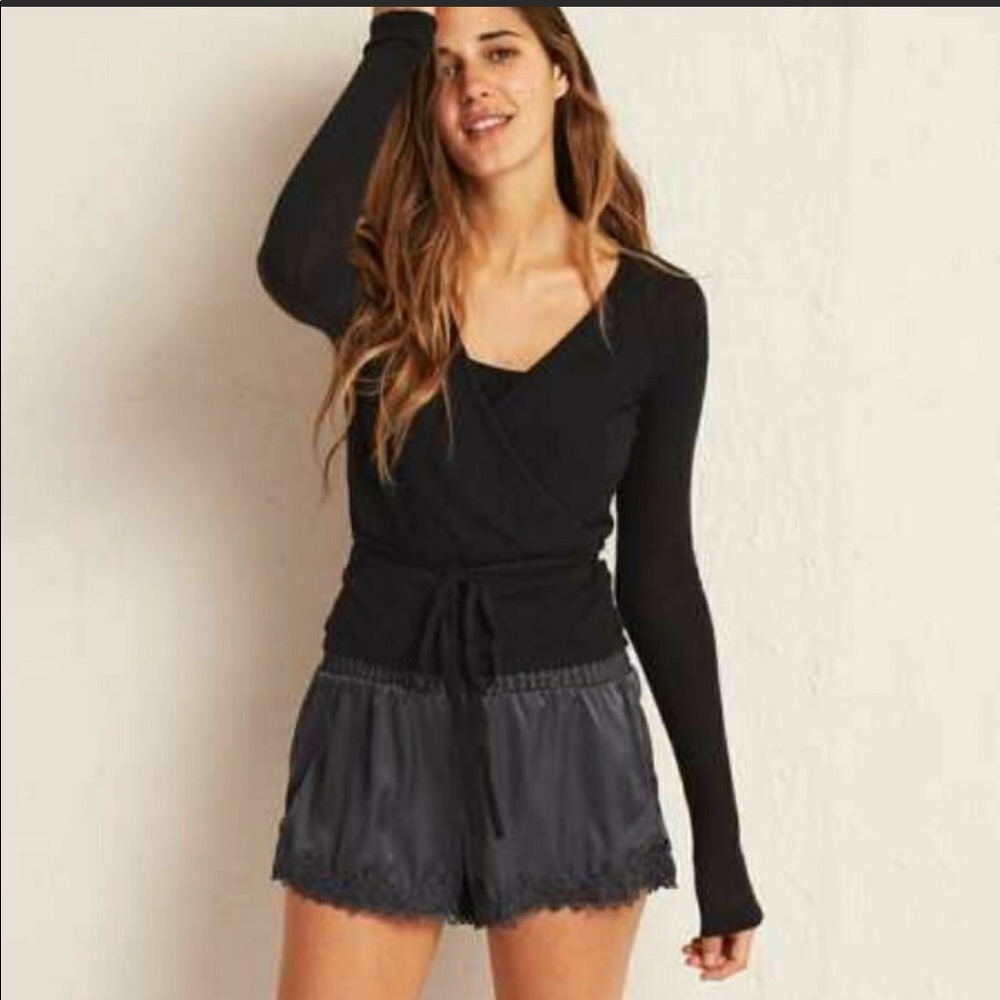 Black Aerie Ballet Wrap Sweater